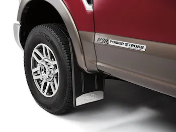 Premium Flat Black Splash Guards with Bright Accent, Front Pair