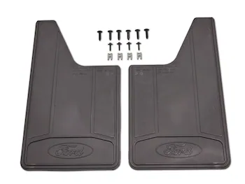 Ranger 2024 Splash Guard - Heavy Duty (flat), Rear Pair, Black with Ford Logo