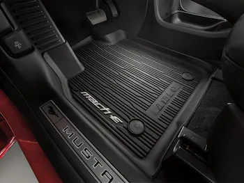 Mustang Mach-E 2021-2025 Black 4pc All Weather Floor Liner Tray with Pony Logo