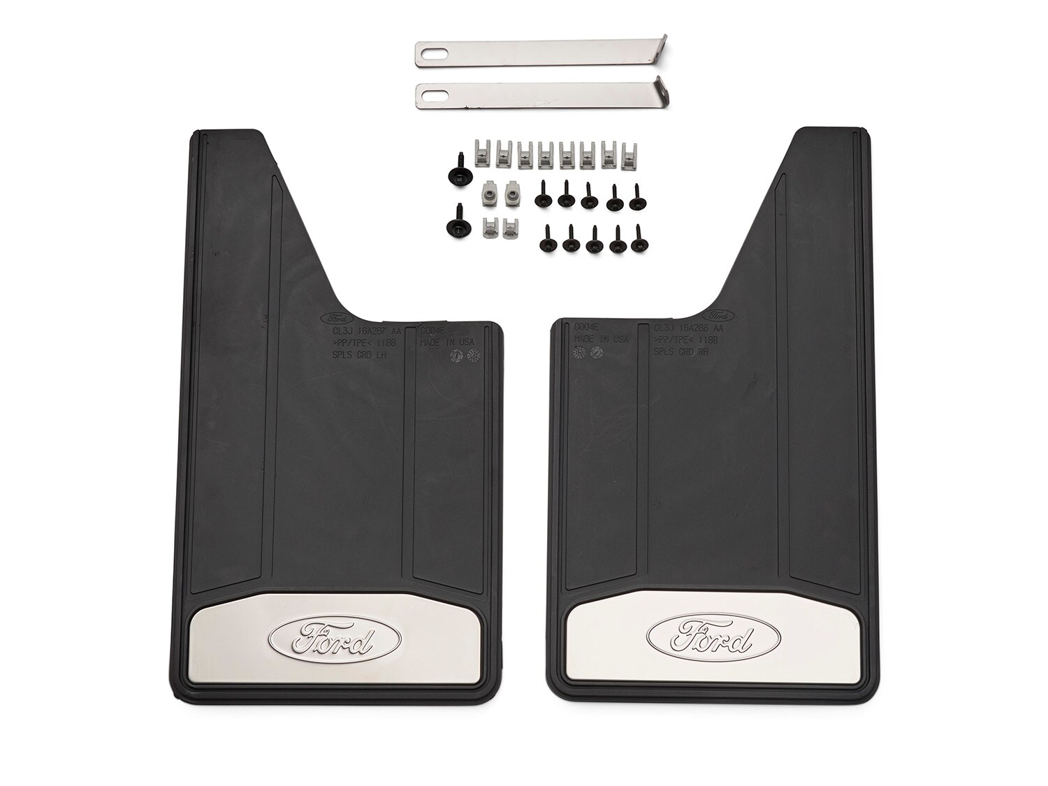 Premium Flat Black Splash Guards with Bright Accent, Rear Pair