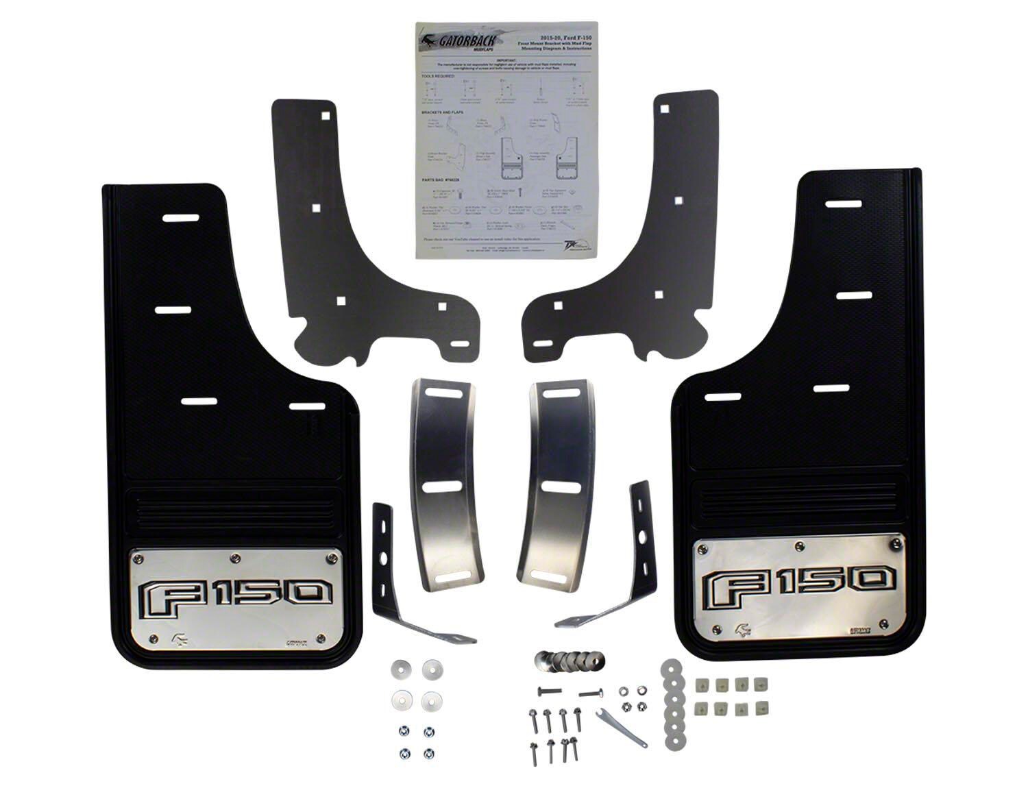F-150 2015-2020 Gatorback Black Decal Splash Guards Front Pair