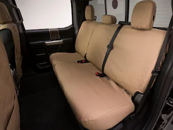 Super Duty Crew Cab 2019-2022 Folding Rear Seat Covers w/ Armrest 60/40 in Taupe