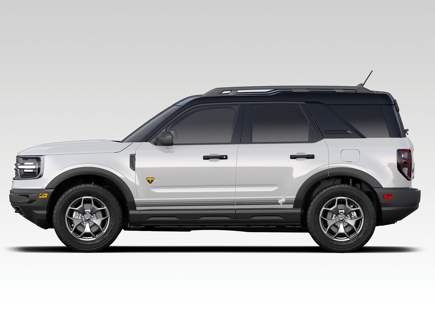 Bronco Sport 2021-2026 Side Retro Graphics, Gray w/ Bucking Bronco