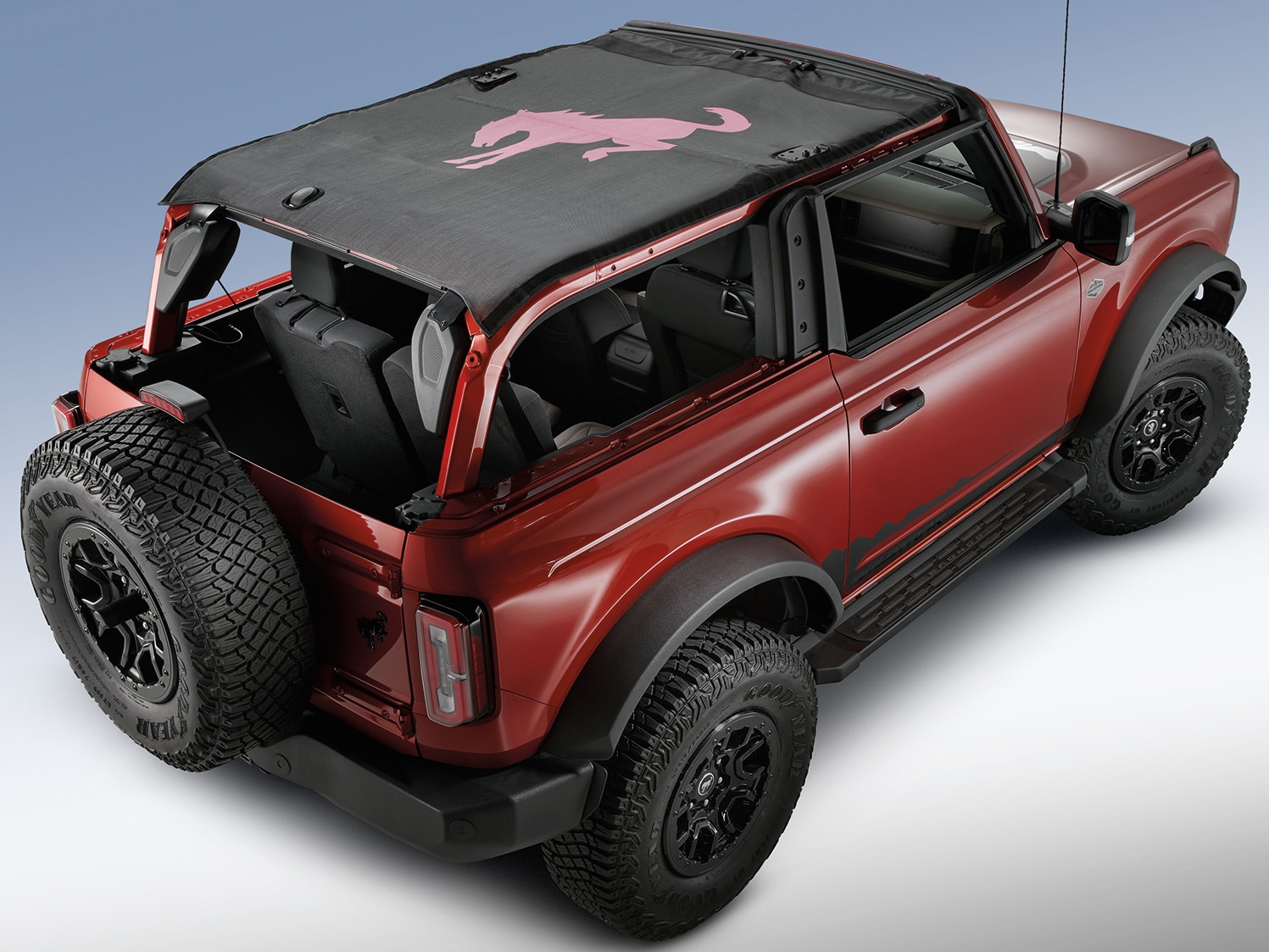 Bronco 2021-2026 2-Door Bronco Horse Bimini Top in Black with Pink