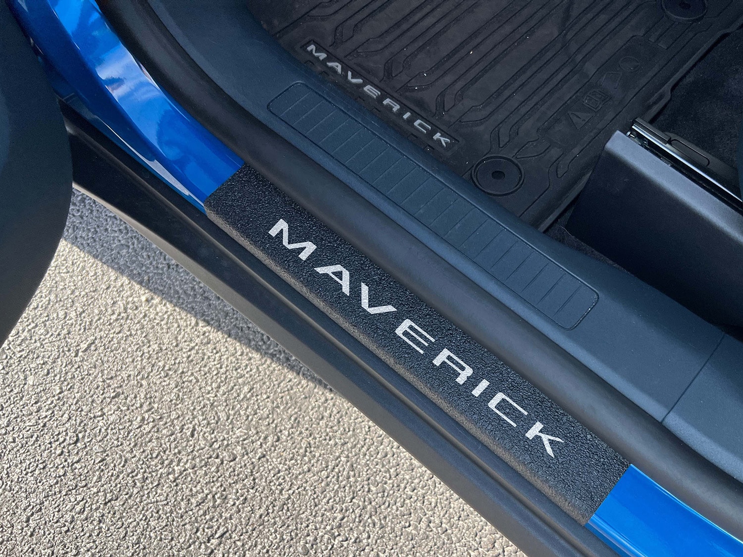 Maverick 2022-2026 Tufskinz Gray Lettering on Black Texture Door