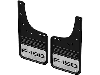 F-150 Lightning 2022-2026 Gatorback Rear Pair Chrome Plate Splash Guards with Black F-150 Logo
