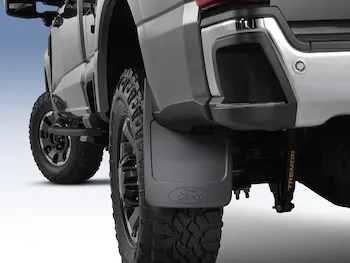 Super Duty 2023-2025 Black Molded Rear (SRW) Pair with Ford Oval Splash Guards for Vehicles without Wheel-Lip Molding Only