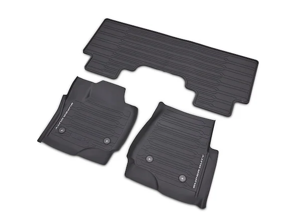 Super Duty 2023-2025 Black 3-Piece Tray Style Floor Liner for Vinyl Flooring, for SuperCab or CrewCab w/Underseat Storage Box Main Image