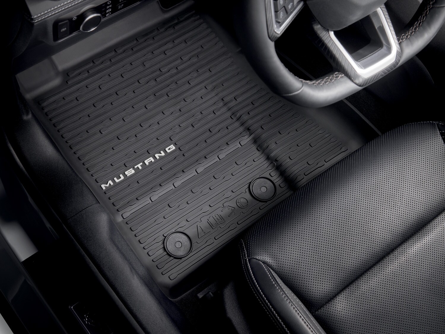 Mustang 2024 2025 All Weather Floor Liners 4 pc set w Mustang Logo on Fronts Accessories Ford