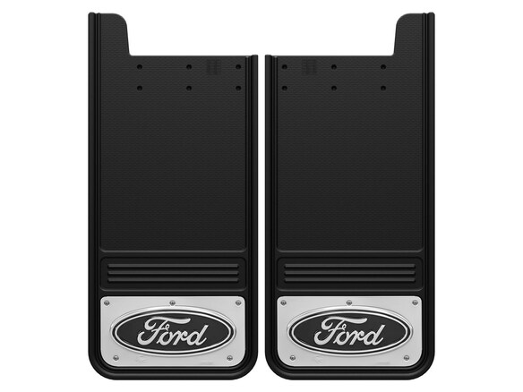 Super Duty 2017-2022 Gatorback Splash Guards Rear Pair w/ Stainless Steel Ford Logo Main Image