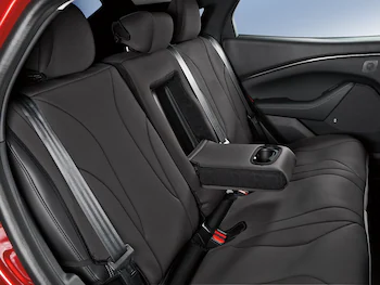 Mustang Mach-E 2021-2025 Coverking Protective Neosupreme Rear Seat Covers with Center Armrest and Cupholder in Charcoal