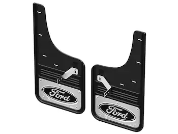 F-150 2021-2025 Gatorback Black & Chrome Ford Logo Splash Guards Front Pair