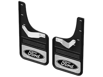 F-150 2021-2025 Gatorback Black & Chrome Ford Logo Splash Guards Rear Pair