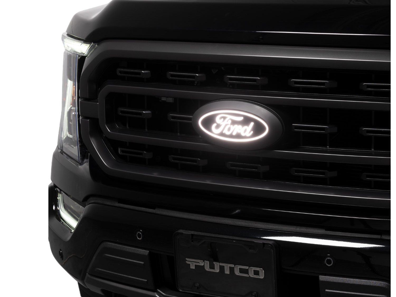 F-150 2023-2025 LIGHTED FORD OVAL FRONT LED PROJECTOR FOR VEHICLES WITH FRONT CAMERA FOR LARIAT, KING RANCH, AND PLATINUM
