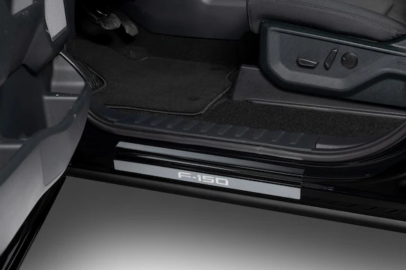 F-150 CrewCab 2021-2025 Putco Black Platinum Stainless Steel Door Sill Plates Main Image