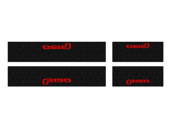 F-150 2021-2025 Tufskinz Red Lettering on Black Texture Door Sill Kit Main Image