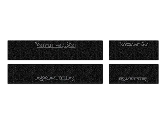 F-150 2021-2025 Tufskinz Gray Lettering on Black Texture Door Sill Kit for F-150 Raptor Main Image