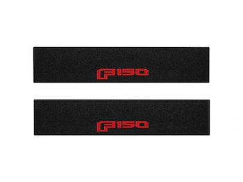 F-150 Reg Cab/SuperCab 2021-2025 Tufskinz Red Lettering on Black Texture Door Sill Kit