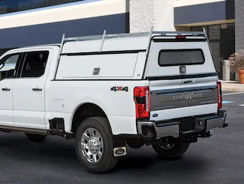 Super Duty® 2023-2025 Leer Group Oxford White Cab High Commercial Bed Cap with Roof Rack for 8.0 Bed - NON-RETURNABLE