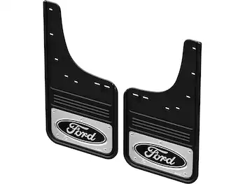 F-150 Lightning 2022-2025 Gatorback Rear Pair Splash Guards with Black Ford Oval on Chrome