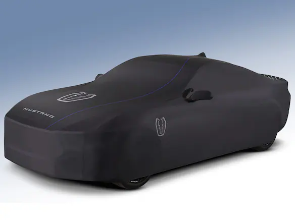 Mustang 2024-2025 Coverking® Black with Stripes Full Vehicle Indoor Cover for Dark Horse, Pedestal/High Spoiler Main Image