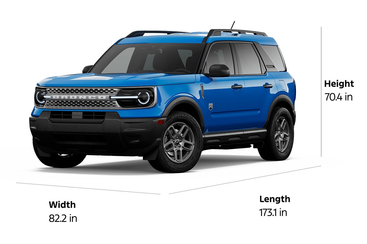 2026 Ford Bronco Sport® Big Bend® model shown with dimensions drawn around the vehicle
