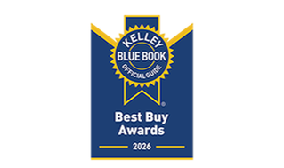 Kelley Blue Book Best Buy Award logo with Yellow type on a Blue background