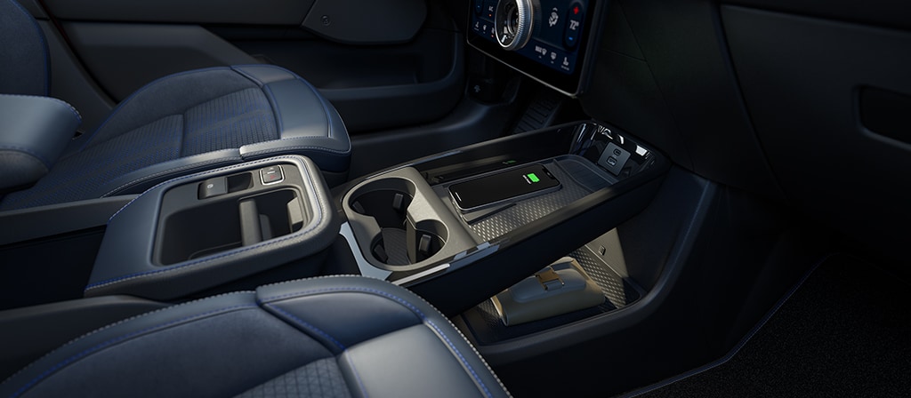 Front row storage compartments in the 2026 Ford Mustang Mach-E® SUV