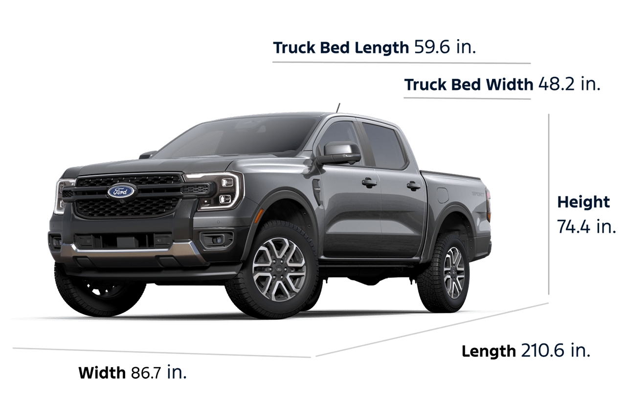 2025 Ford Ranger® Lariat® Dimensions