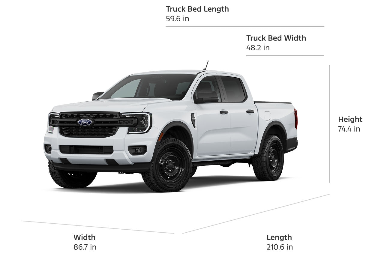 2026 Ford Ranger® XL model with size dimensions