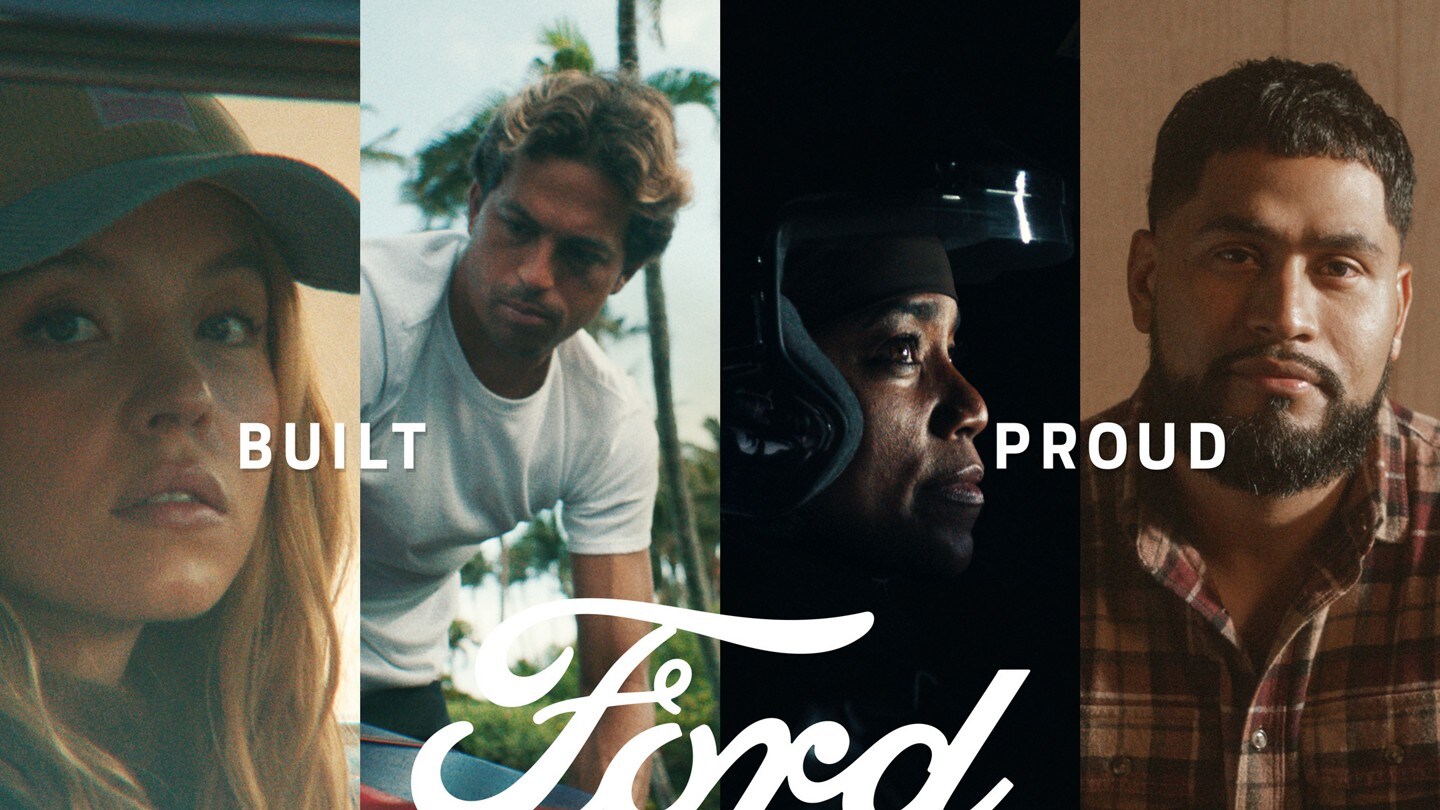Built Ford Proud image containing Sydney Sweeney, Kai Lenny, Dee Bryant and Lloyd Vernis