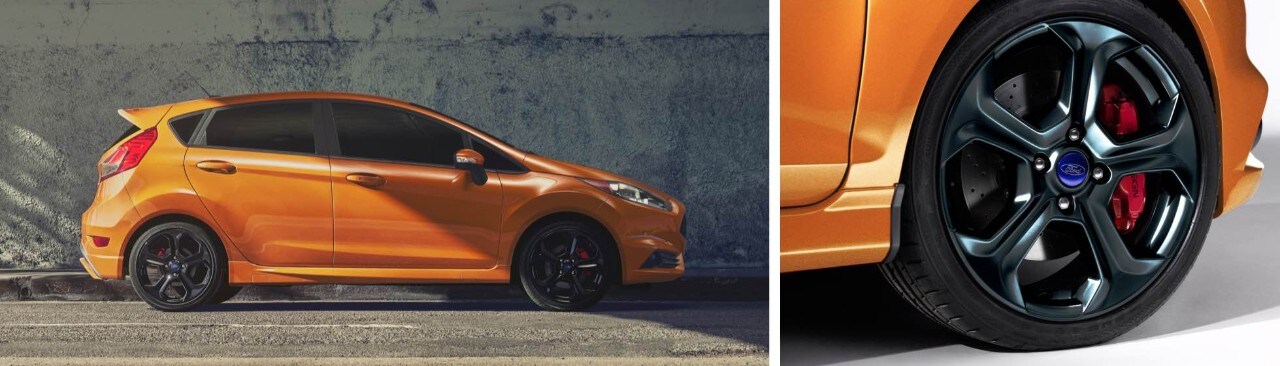 Fiesta ST 2019 de perfil y primer plano de la rueda