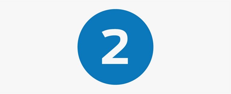 An icon with a blue circle with the number two followed by instructions that explains the second step in how to order a vehicle