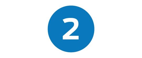 An icon with a blue circle with the number two followed by instructions that explains the second step in how to order a vehicle