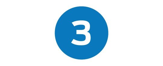 An icon with a blue circle with the number three followed by instructions that explains the third step in how to order a vehicle