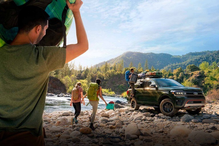 2022 Ford Expedition Timberline parked on rocks in a scenic location