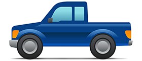an image of a blue truck emoji shown