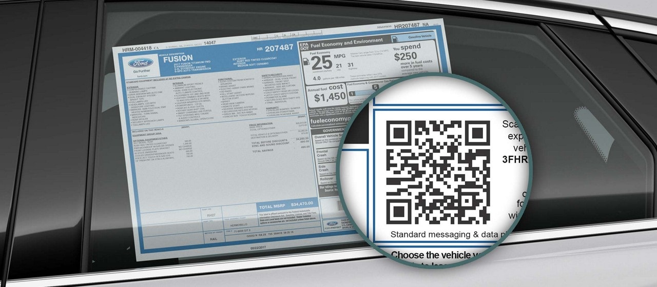 Window Stickers For Ford Vehicles Scan The Qr Code With Your Cell Phone Ford Com