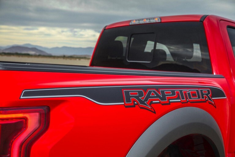 2019 Ford F 150 Raptor Truck Model Highlights Close Up Of Raptor Decal On Truck Bed
