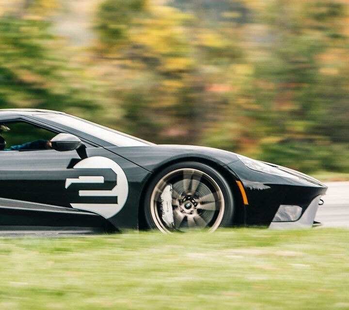 Ford G T seen from the passenger side on the road