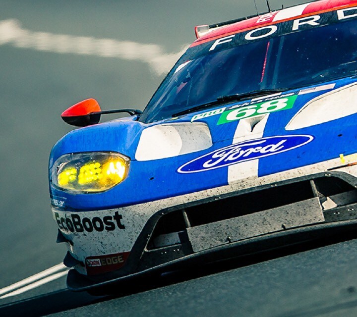 Ford G T on Le Mans racetrack