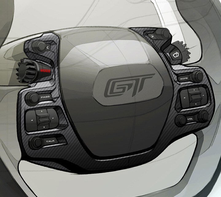 Volante de competencias sin palancas del Ford G T