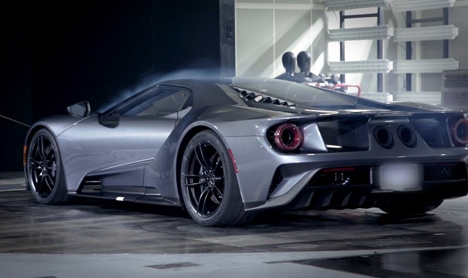 Ford G T being wind tunnel tested as shown in video