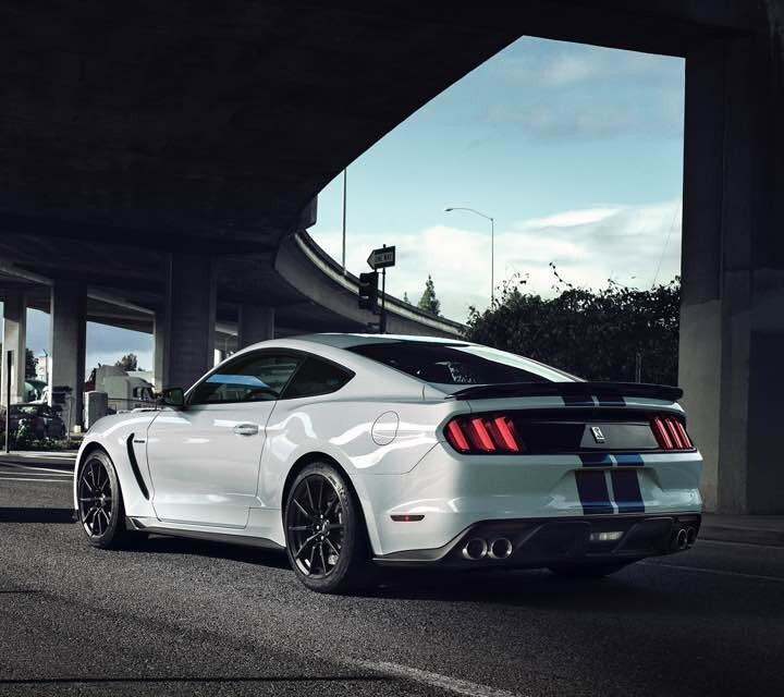 Ford GT350 2018 pasando debajo de un puente.