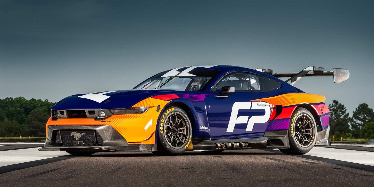 Ford Mustang® GT3 race car parked on a closed course