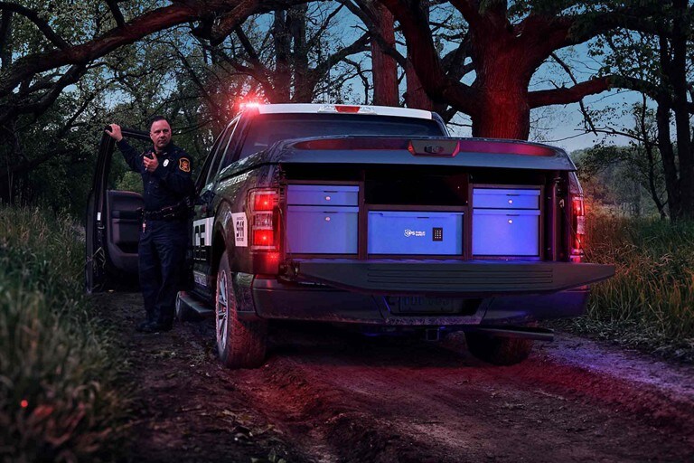 Rear view of the f 1 50 police responder with liftgate deployed