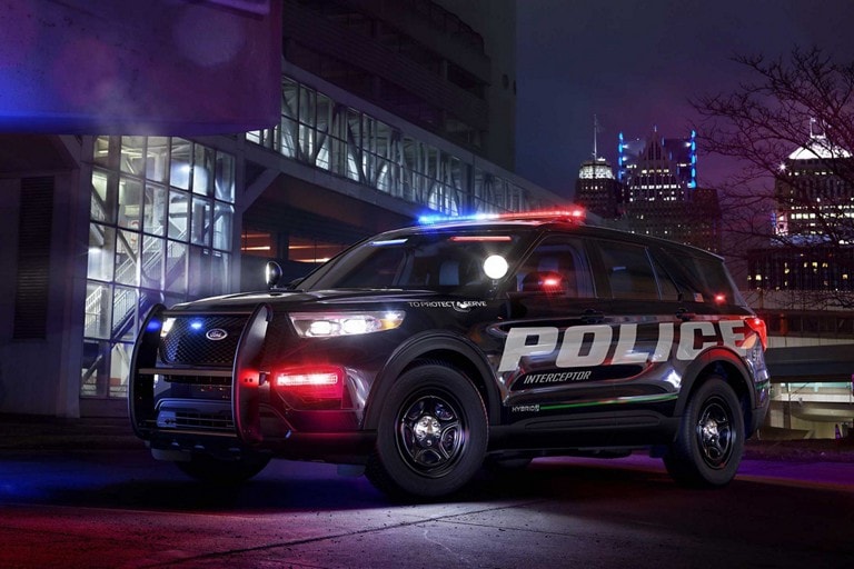 Ford police interceptor utility on patrol at night