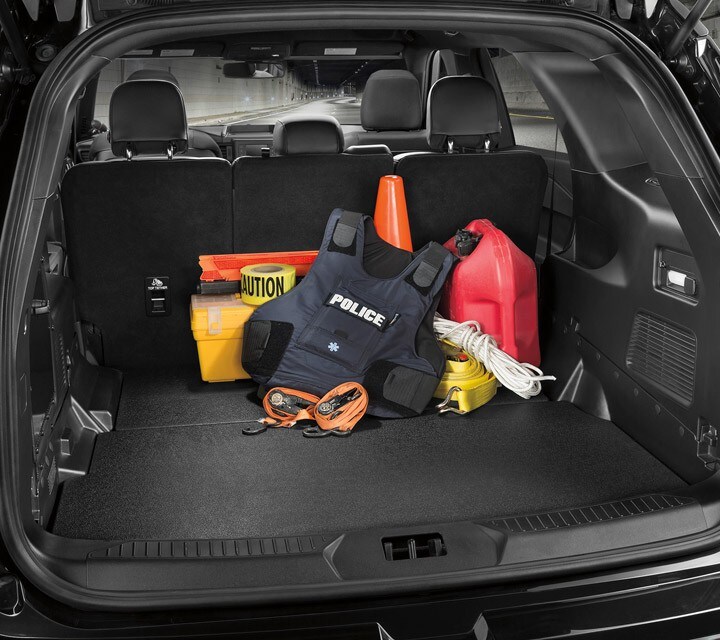 The cargo area of the ford police interceptor utility