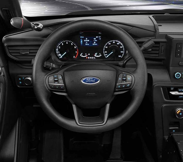 The dashboard and instrument cluster of the ford police interceptor utility
