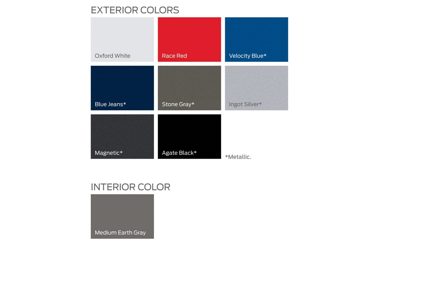 2019 Ford Color Chart